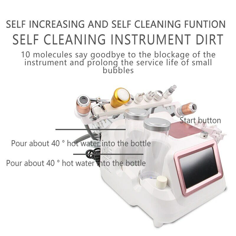 Máquina de limpieza de la piel, nueva actualización, H2, O2, Hidra, agua Facial, oxígeno, RF