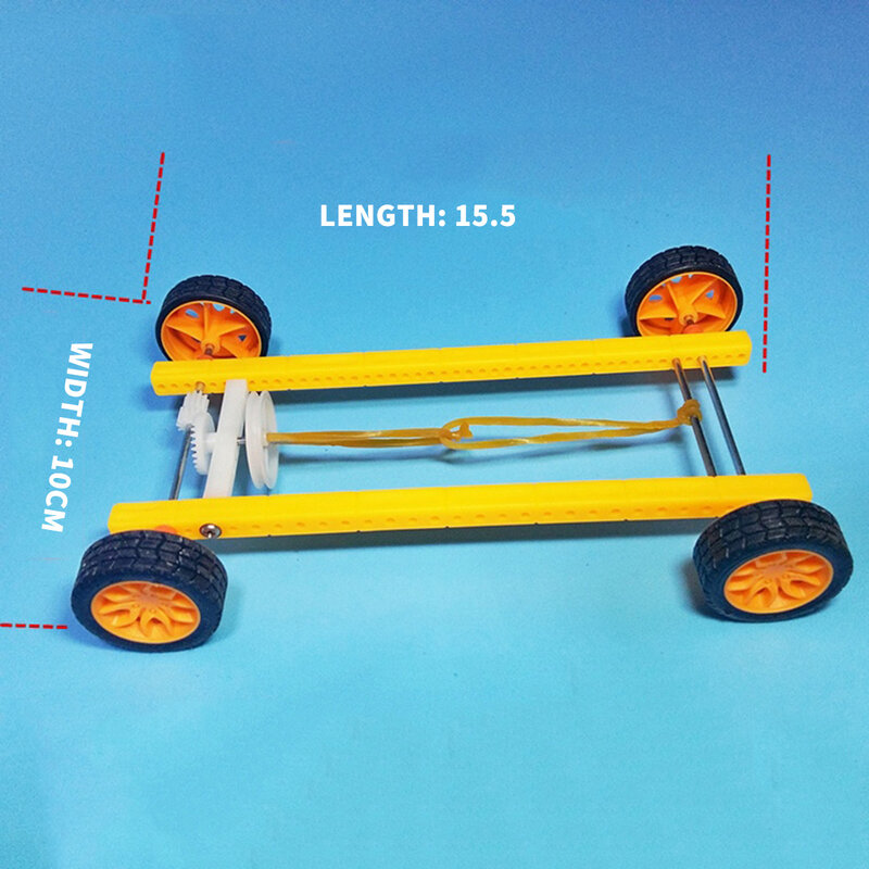 Feichao Anak Mainan DIY Empat Roda Mobil Karet Band Power Ilmu Puzzle Perakitan Model Set Buatan Tangan Tarik Model mainan