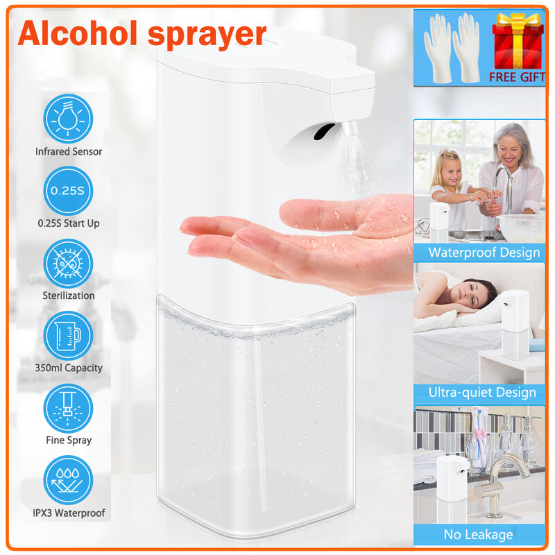 Original Alcohol Sensing Infrared Dispenser Sprayer Smart Auto Senser Foaming Soap Dispenser Hand Washer 350ML Household Cleaner