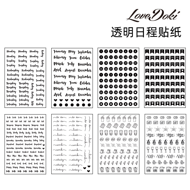 Lovedoki-pegatinas decorativas para cuaderno, Agenda funcional, bricolaje