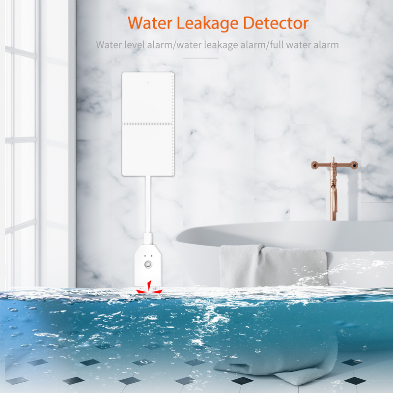 Ostaniot-Detector de fugas de agua Tuya, Sensor de fugas de agua, alerta de inundación, desbordamiento, sistema de alarma de seguridad, aplicación Smart Life, 433MHz