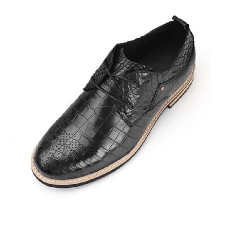 Sl novo couro de crocodilo sapatos masculinos de alta qualidade manual negócios jovens alta ajuda preto lazer sapatos maré