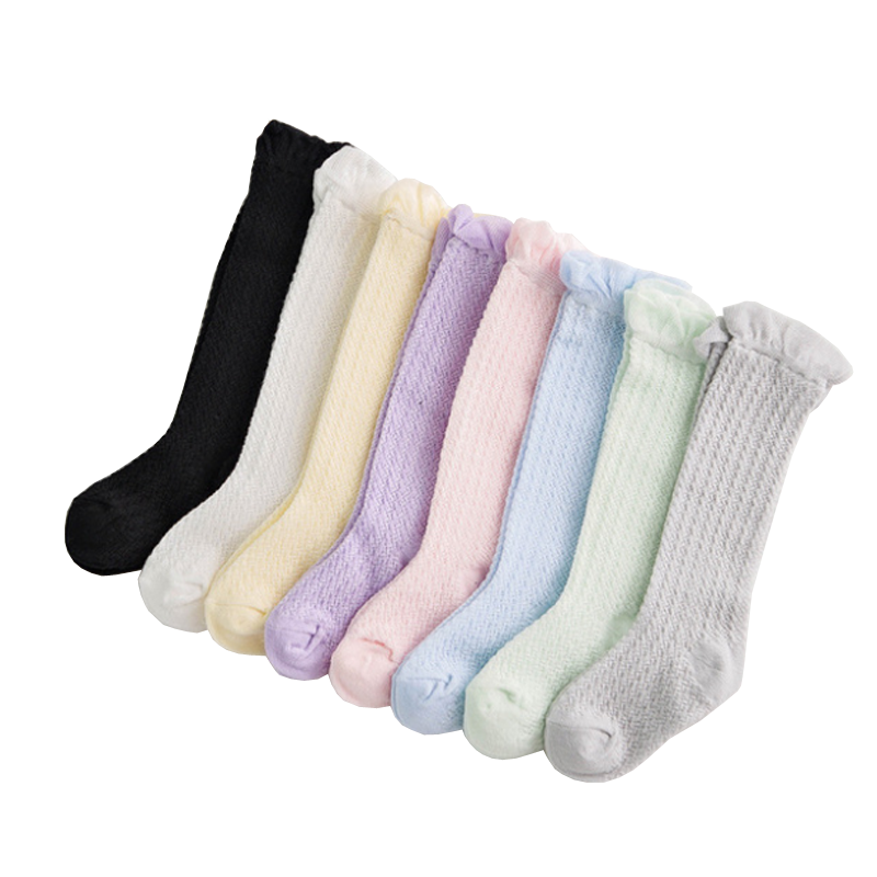2 par/lote novo verão fino bebê meias sobre o joelho de alta tubo meias do bebê das crianças