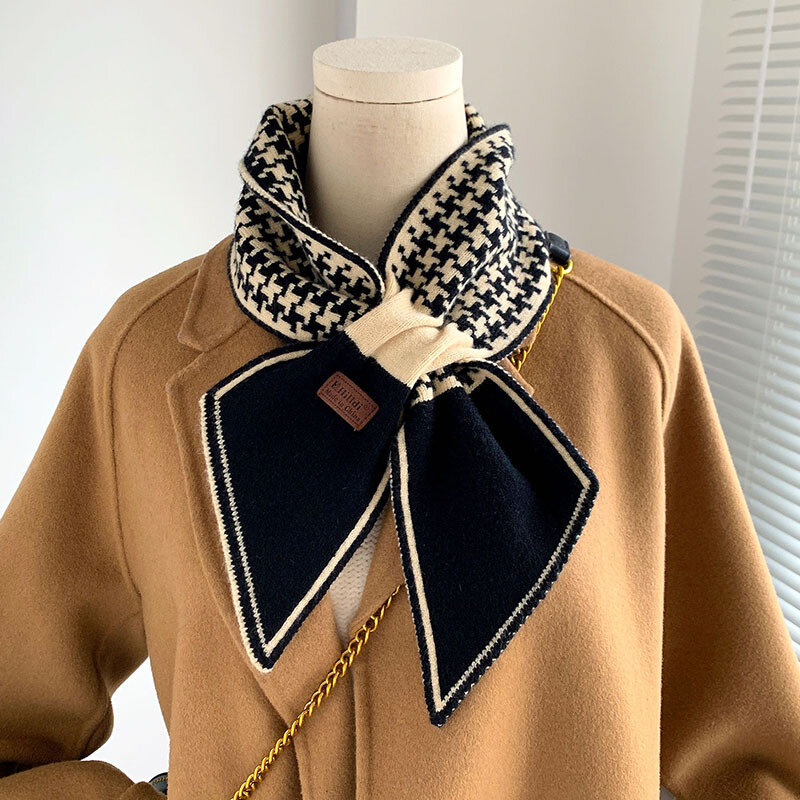 Твидовый клетчатый роскошный брендовый вязаный шарф 2021 новый шарф женский зимний шарф длинный тонкий маленький шарф женский шарф