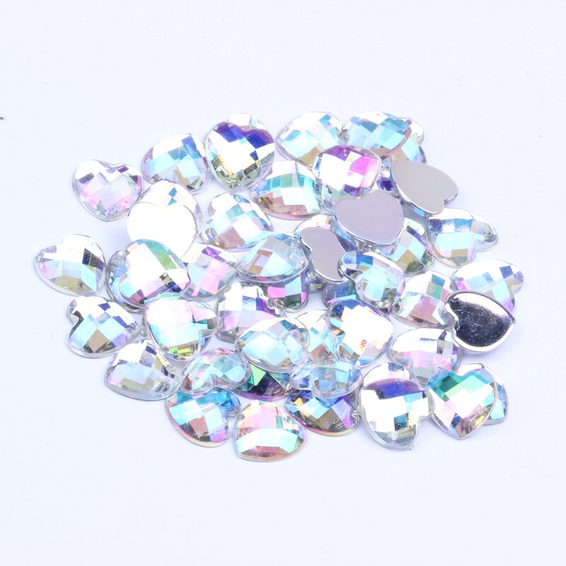 10mm 50 piezas acrílico Diamante de imitación en forma de corazón tierra facetada muchos colores elegir DIY artesanía mochila accesorios de ropa