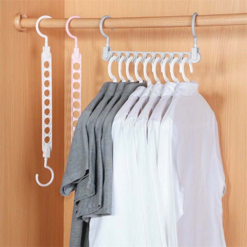 Magia 9-buraco suporte círculo roupas cabide rack de secagem de roupas de plástico multifuncional cabides de armazenamento em casa