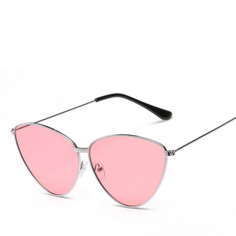 Lonsy óculos de sol de gatinho feminino, óculos escuros pequenos, vintage, de metal, retrô, uv400