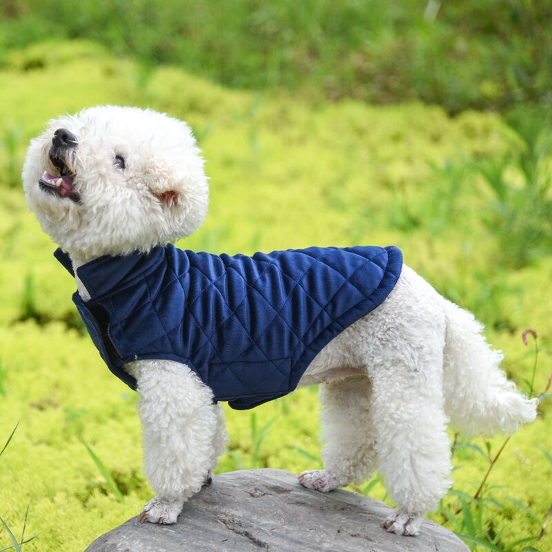 Winter Padded Dog Coat Clothes Reversible Comfortable Warm Vest Waterproof Pet Clothing High Collar Large Dog Suit