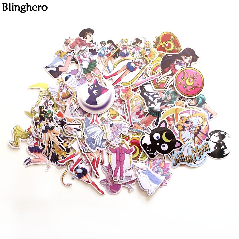 Blinghero – autocollants de dessins animés 56 pièces/ensemble, pour le compte à main, jolis autocollants pour bagages, pour ordinateur portable, BH0130