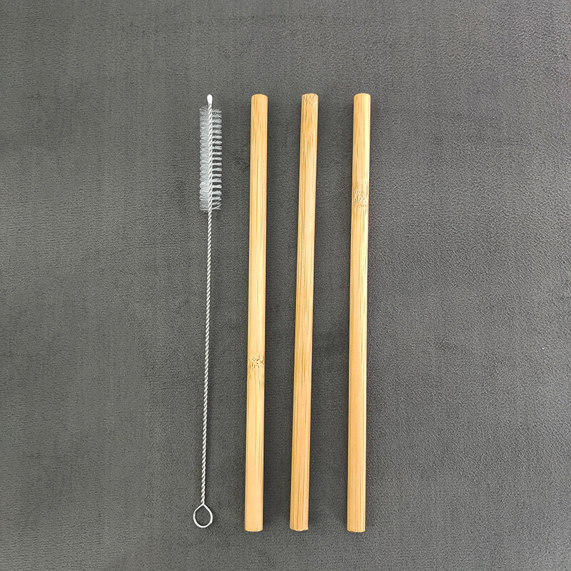 3 Teile/satz Natürliche Bambus Stroh Wiederverwendbare Trinkhalme mit Fall + Sauberen Pinsel Umweltfreundliche Bambus Strohhalme Bar Werkzeuge