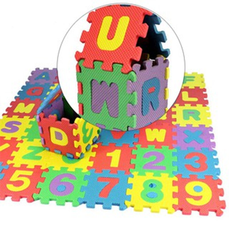 아기 폼 퍼즐 바닥 매트, EVA 타일 연동, 10 숫자, 26 글자, 어린이 유아용 운동 놀이매트, 36 개/세트