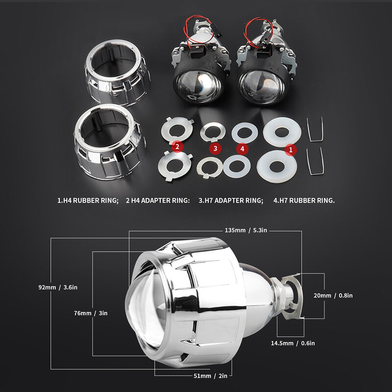 KAFOLEE-Mini Bi Xenon HID, lentes de Faro de proyector, Retrofit Fit, H4, H7, H11, 2,5, H8, lámpara de cabeza de coche, cubiertas de pistola, 1x9005 pulgadas
