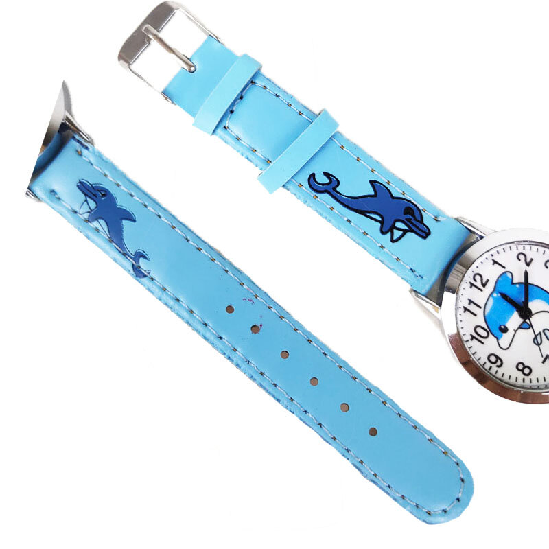 3d dos desenhos animados ben relógio para meninos golfinho pulseira de couro à prova dwaterproof água crianças relógios para meninas presente aniversário do bebê schoolbag relógio