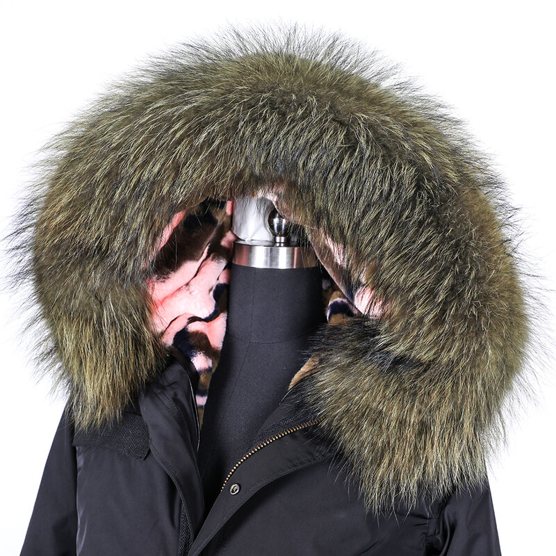 Inverno 2020 mmk casaco parka feminino, com gola de pele infantil, cabelo de coelho, listras, streetwear,