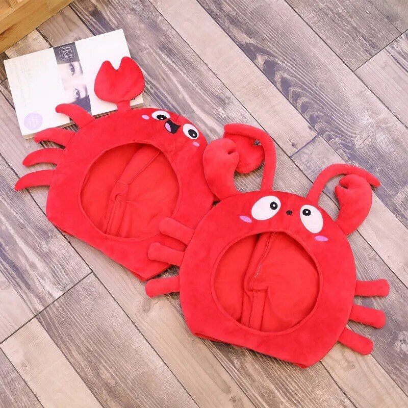 Cartoon Crabs Are Funny Selling Cute Ins New Lobster Hats Skin-friendly and Comfortable Plush Headgear Girl Photo Selfie Props