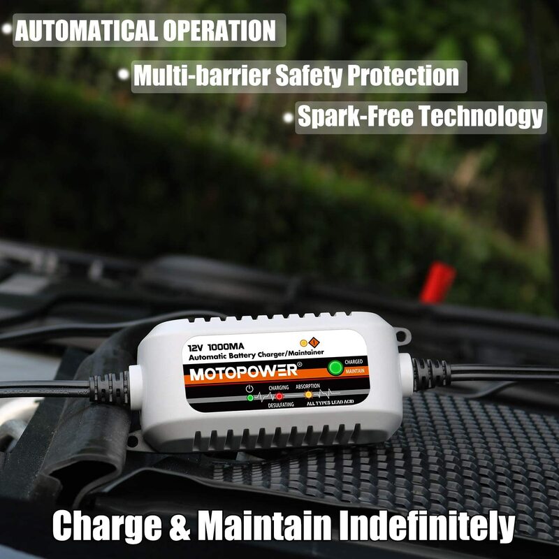 MOTOPOWER MP00205B 12V 1000mA อัตโนมัติ Battery Charger/Maintainer