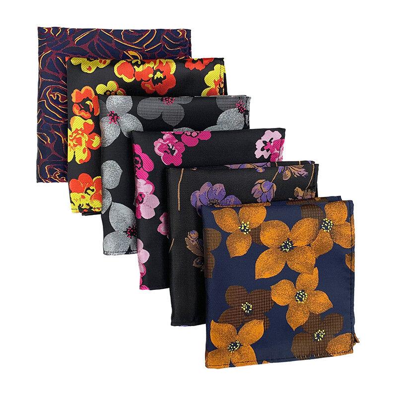 Pañuelos de lino con estampado Floral para hombre, pañuelos cuadrados con bolsillo Vintage, toalla de negocios, novedad