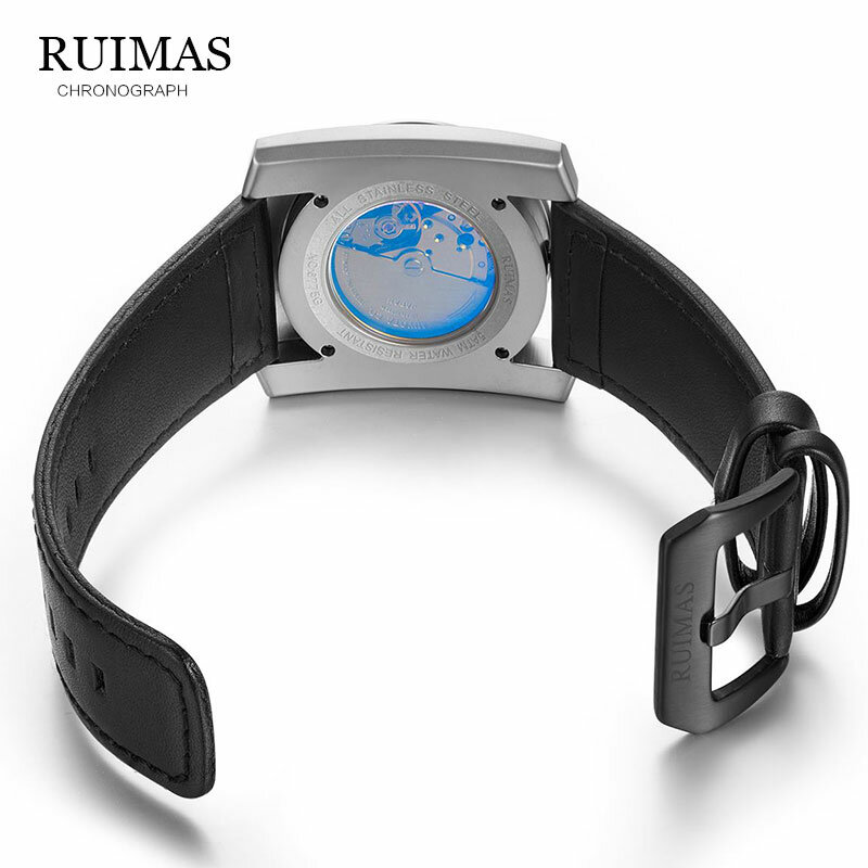RUIMAS-ساعة رجالية فاخرة ، كرونوغراف شبكي ميكانيكي ، مينا جلد ، أزياء ملكية ، هيب هوب ، للجنسين
