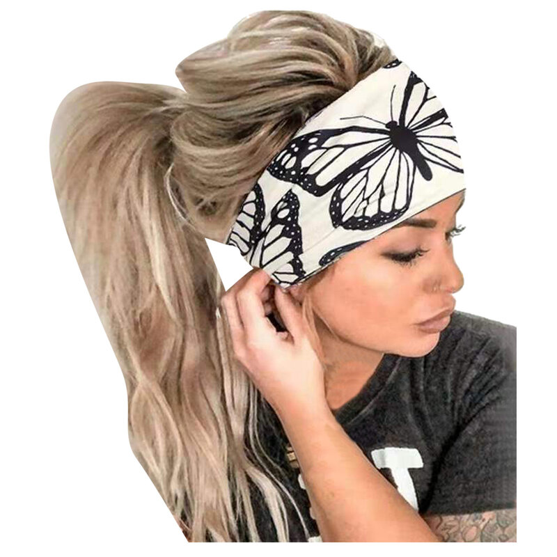 #Women Girl Summer Boho Hair Bands Print Headband Bohemian Cross Turban Bandage Bandanas Hair Accessories Headwrap Headwear Gift