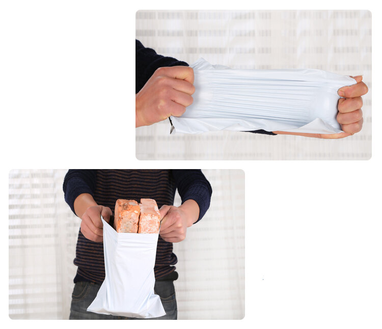 100 unids/paquete de 17cm x 30cm, bolsa exprés de plástico blanco grueso desechable, bolsa de envío y bolsa de mensajería para paquete