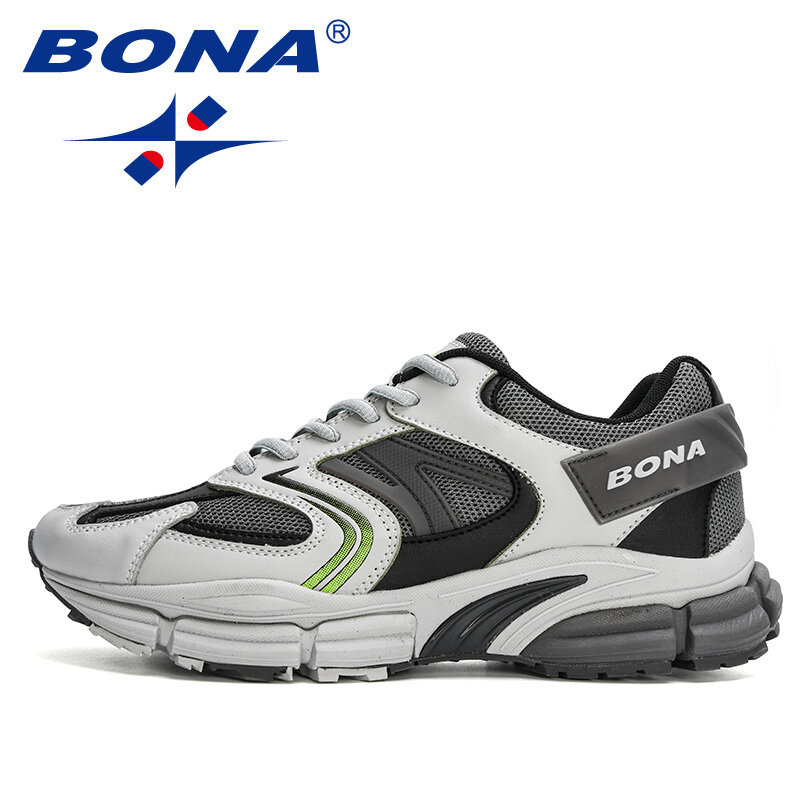 BONA-zapatillas de deporte de malla de cuero para hombre, zapatos ligeros antideslizantes para caminar al aire libre, nuevos diseñadores