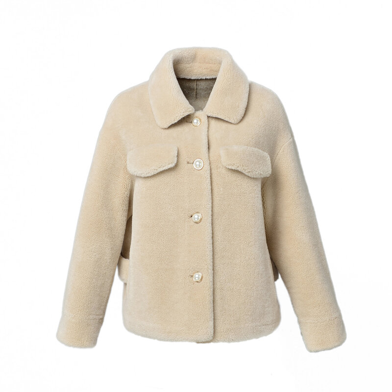 Новое поступление, пальто из натуральной шерсти, Женская флисовая куртка, зимнее пальто из овечьей шерсти