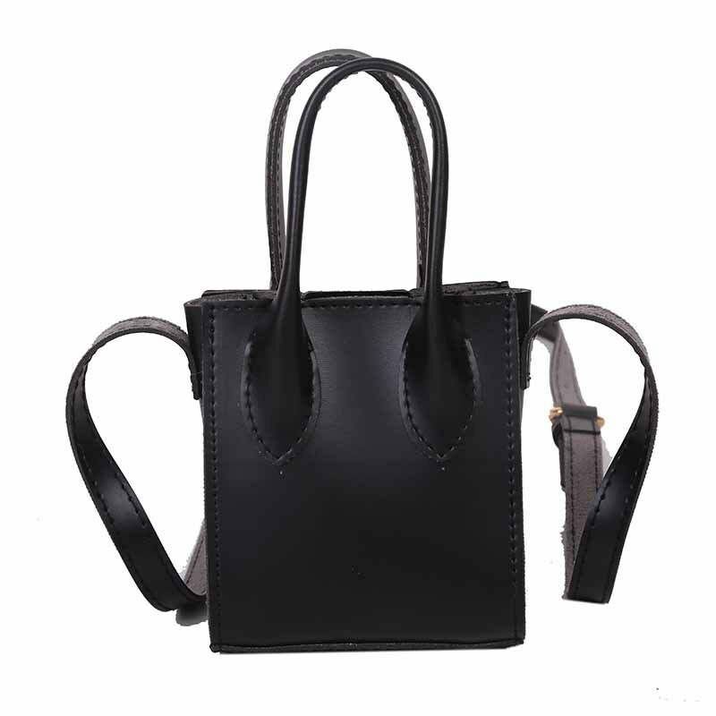 女性のための豪華なミニハンドバッグ,ショルダーストラップ付きの小さな純粋な色の合成皮革バッグ