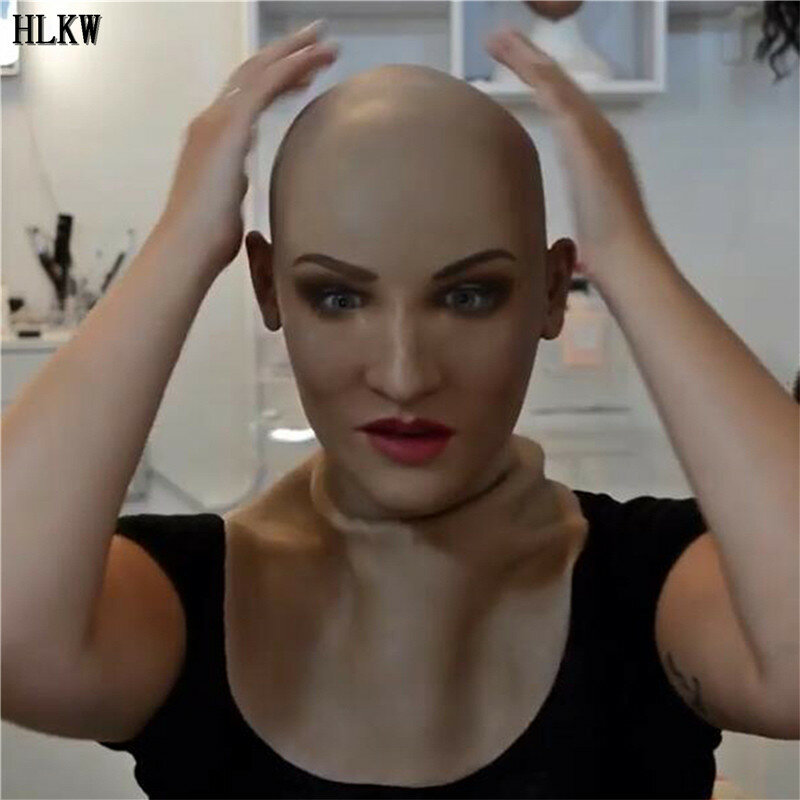 2021Newソフトラテックス現実的な女性のマスク日焼けマスクセクシーな女性スキン仮装マスクトランスジェンダーフルマスクロールプレイ