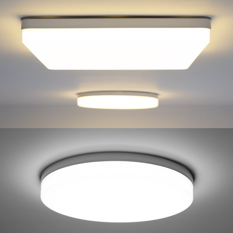 Luminária led de teto redonda, ultrafina, quadrada, redonda, luz natural, 18w, 24w, 36w, 48w, 85-265v, iluminação moderna para decoração de casa
