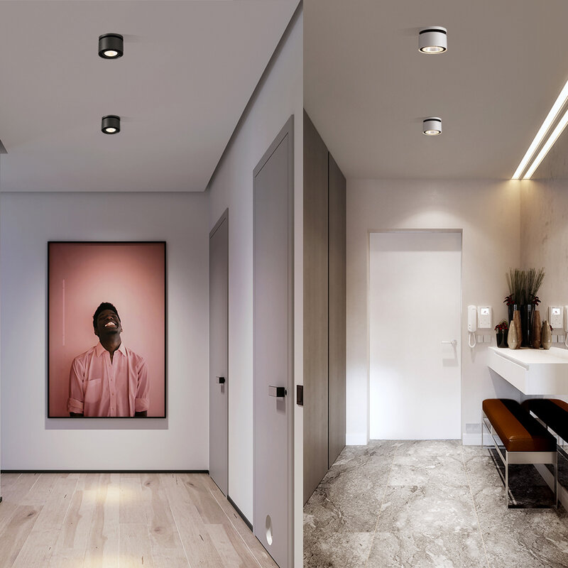 屋内照明用の調整可能なledダウンライト,リビングルームと廊下用の白/黒220v 10w 15w cree chip