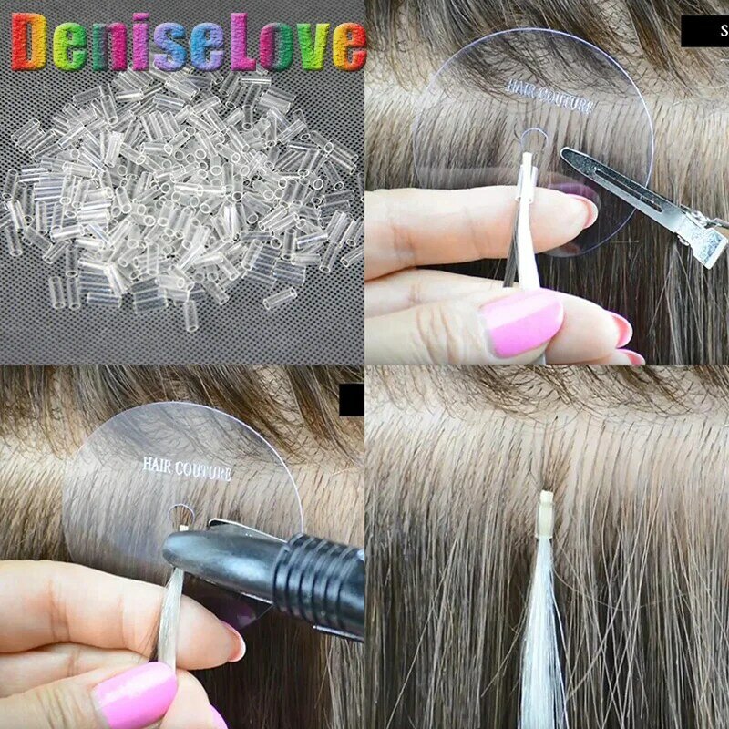 Tubi termoretraibili senza adesivo 500pc 2.5*10mm accessori per capelli strumenti tubo termoretraibile per macchina per l'estensione dei capelli umani