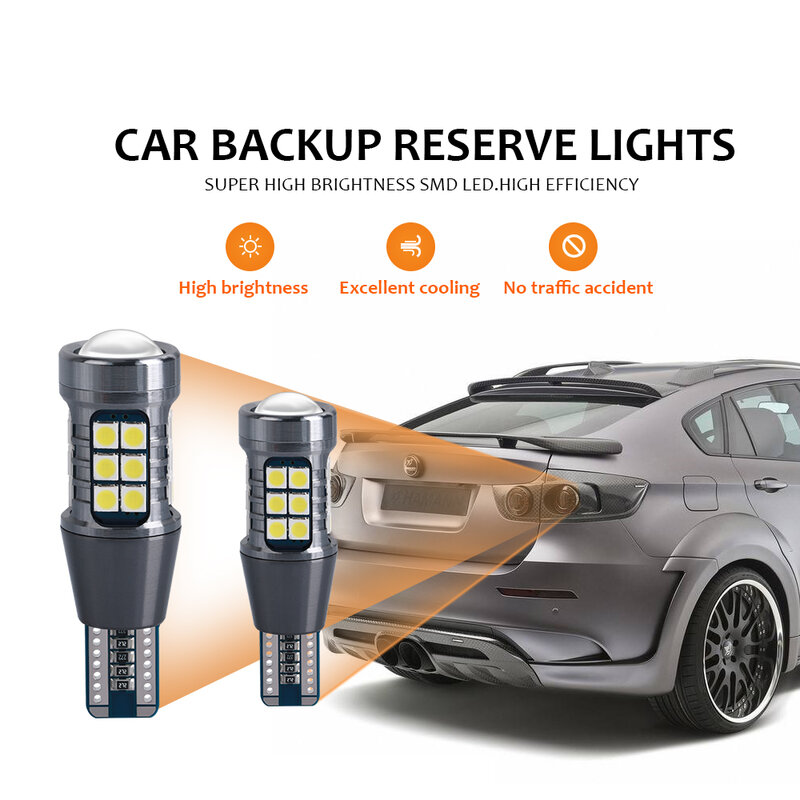 Ampoules LED de voiture pour feux de recul automatiques, lampe de frein arrière, pas courageux, ambre, rouge, blanc, T15, W16W, WY16W, Canbus, 3030 K, 12V, 27SMD, nouveau, 6000