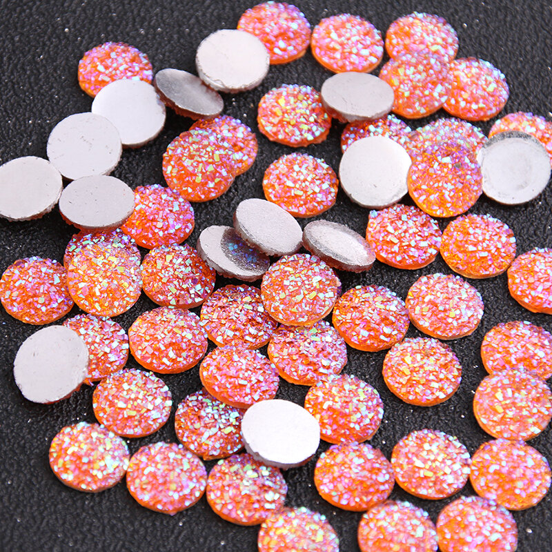 40pcs 12mm  Mix Colors Flat Back Resin Natural Ore Style  Cabochons For DIY Jewelry Earrings Accessories