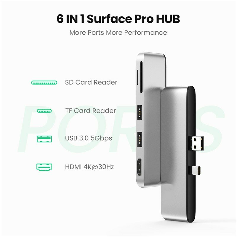 USB 3.0 Multi Hub 4K HDMI 1000Mb Ethernet Adapter SD / TF micro SD Card Reader for Microsoft Surface Pro 4/5/ 6/ 7 converter