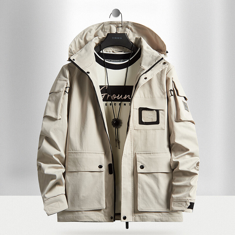Spring Autumn Men Windbreaker Jackets Hooded Coats Man Waterproof Outwear SoftShell Jacket Clothing Plus Size 6XL 7XL 8XL