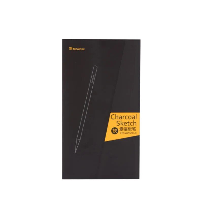Tenwin ms5550 caneta de carvão para esboço, lápis de madeira macio/médio/duro 12 peças, para desenho, pintura de esboço, lápis de carvão, materiais de arte