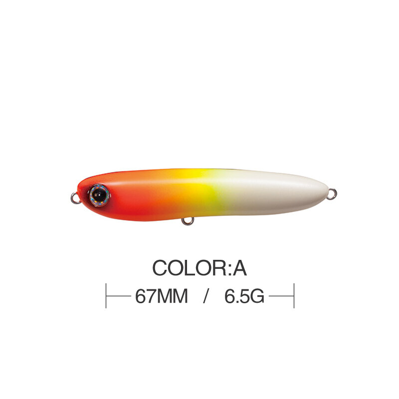 1 pçs 67mm 6.5g lápis pesca flutuante plástico duro isca de pesca 6 cores de água salgada truta baixo wobbler tackles acessórios 9142