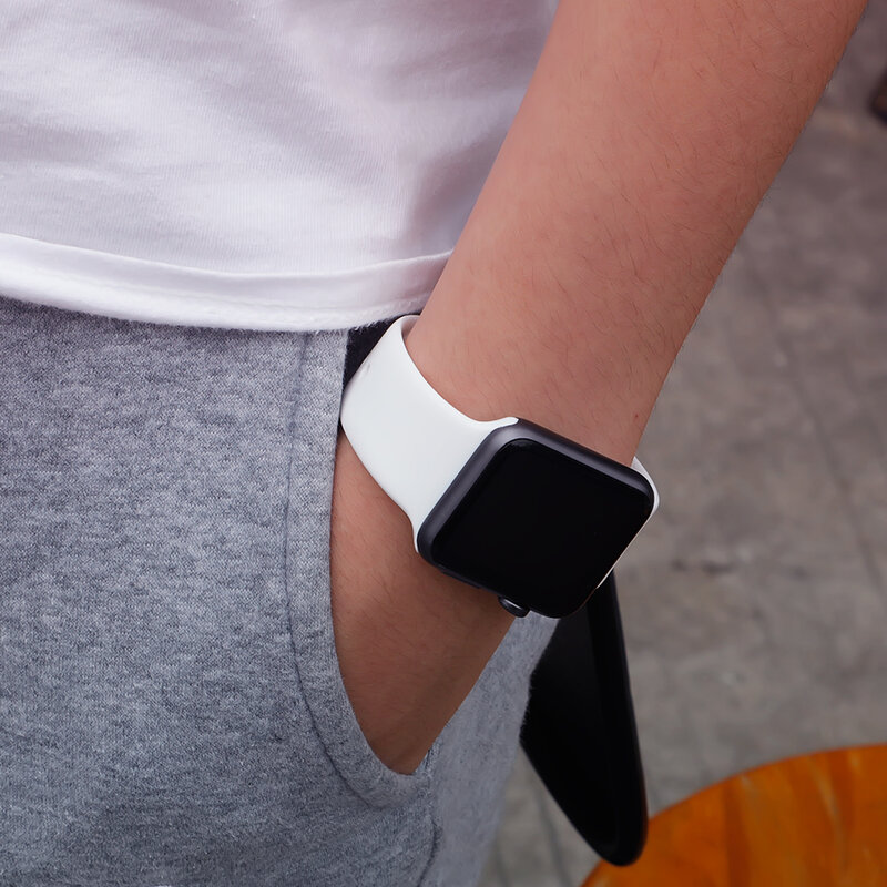 Novo esporte silicone para apple watch band 4 44mm 40mm (iwatch 5) apple watch 3 2 1 42mm 38mm pulseira de pulso acessórios