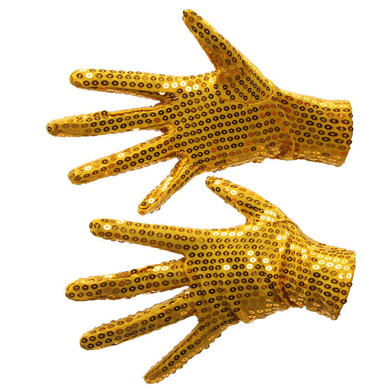 Модные короткие перчатки с блестками для выступлений на сцене Серебристые синие красные черные золотистые блестящие варежки