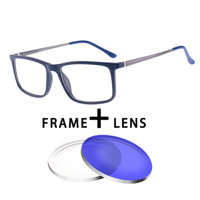 신제품 패션 광학 사각 블루라이트 차단 안경, 근시 다초점 프로그레시브 처방 렌즈 남성용 프레임 안경