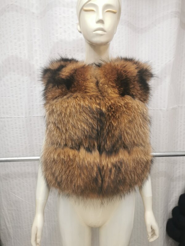 Manteau à manches détachables en vraie fourrure de raton laveur et de renard, deux styles, col rond, chaud et épais, nouvelle collection hiver