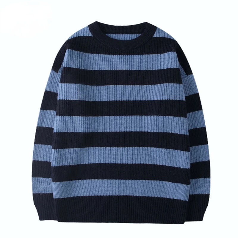 Striped Knitted Sweater Men Women Vintage Tate Langdon Loose Sweaters Harajuku Green Warm Autumn Jumper Pullover Unisex Casual
