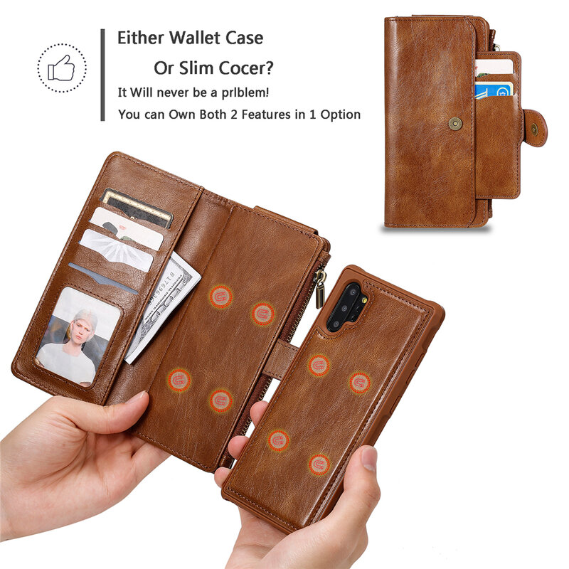 Luxury Multifunction Detached Wallet case For Samsung S20 Ultra Leather Flip Cover S8 S9 S10 E 5G Note 8 9 10 Plus Phone bag