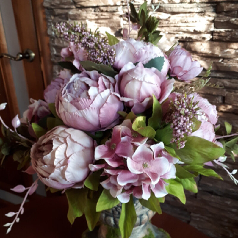 Ramo de flores artificiales grandes de peonía para decoración, flores falsas de seda clásicas de alta calidad, corona decorativa para el hogar DIY para boda