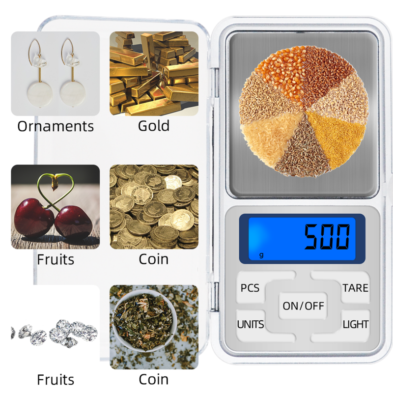 Balance numérique de poche pour bijoux, mini balance de cuisine, poids en diamant, HO100 g, 200g, 300g, 500g, 1000g, 0.01g, 0.1g