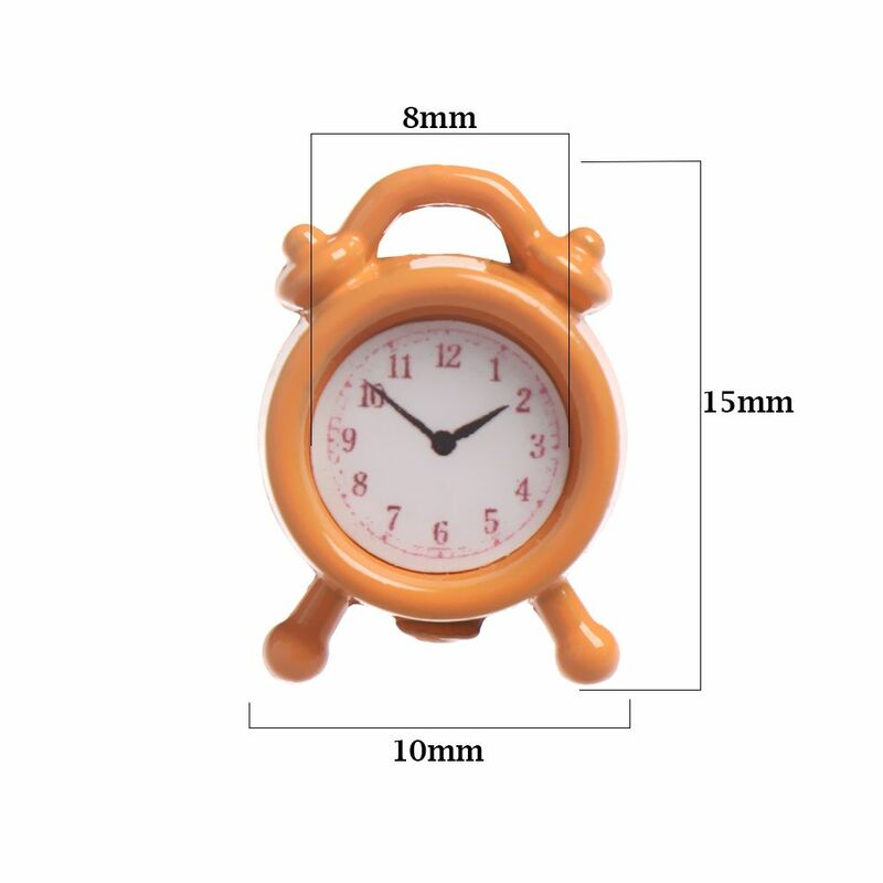 1 Pcs 1:12 Scale Mini Metal Alarm Clock Doll House Decoration Dollhouse Miniature Toy Doll Kitchen Living Room Accessories