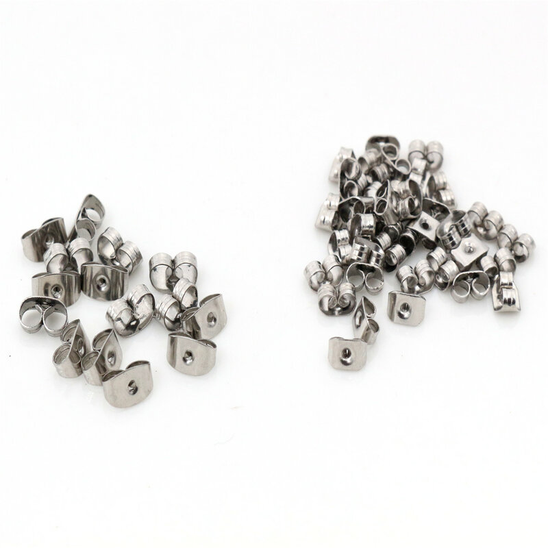 100pcs/Lot High Quality Stainless Steel Gold Plated Earring Back Plug Earring Settings Base Ear Studs Back Stopper Wholesale