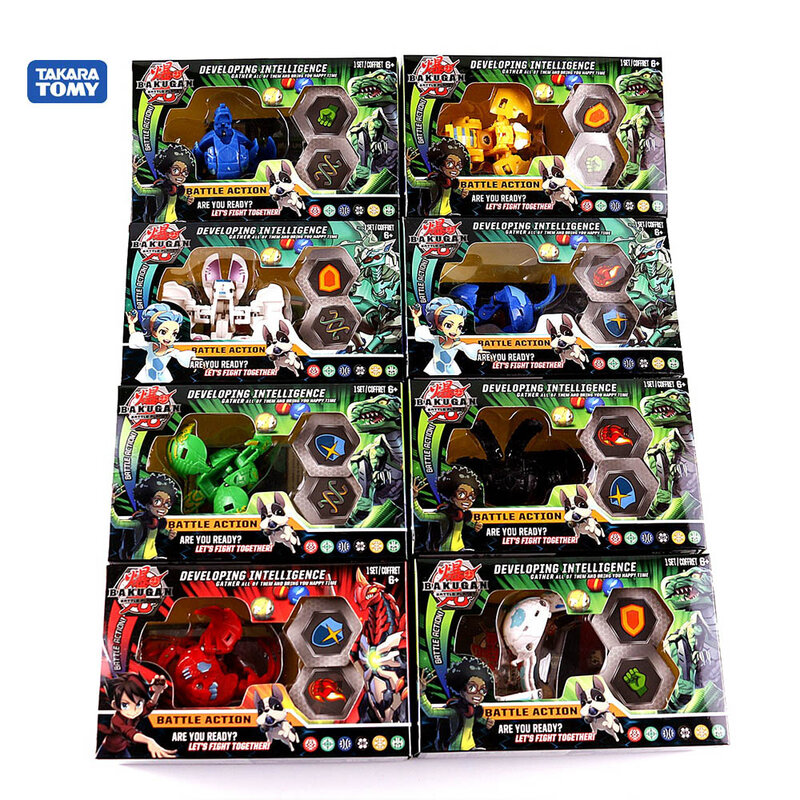TOMY New BAKUGAN conjunto de valor juguete para niños Regalo de Cumpleaños modelo de tarjetas de decoración total 8 Bakugan 16 tarjetas y 16 almohadillas magnéticas