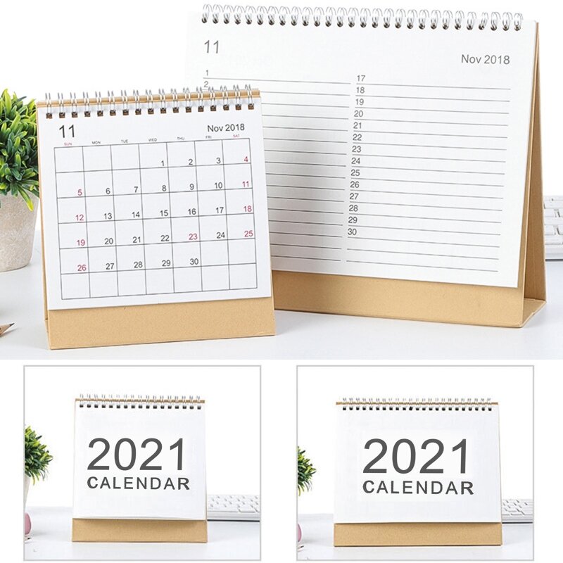 Calendario de escritorio en inglés, planificador diario mensual, Agenda anual, organizador de oficina, 2021