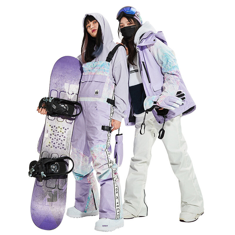 厚く暖かい女性のスキースーツパンツ2020新防水冬オーバーオールジャンプスーツ女性屋外スキー用具スノーボードパンツ